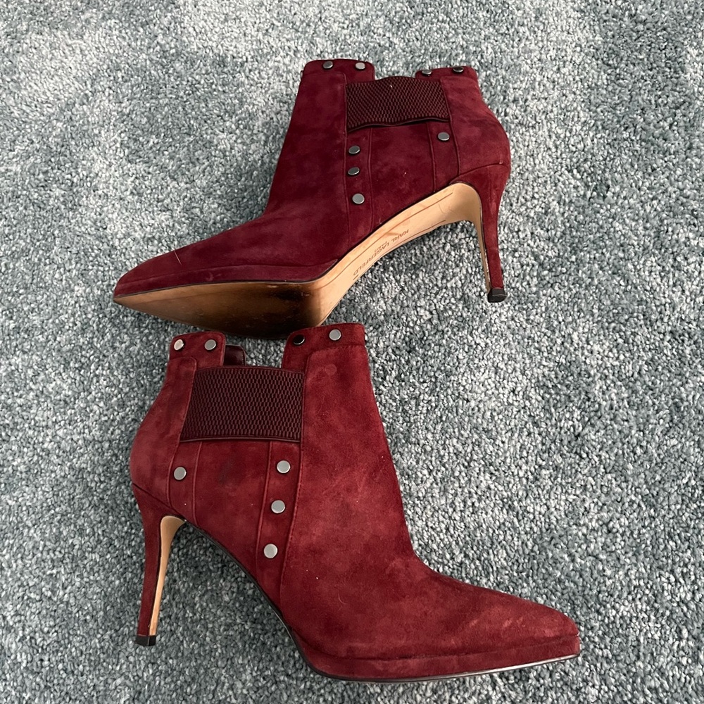 KARL LAGERFELD Burgundy Suede Booties, 8M
